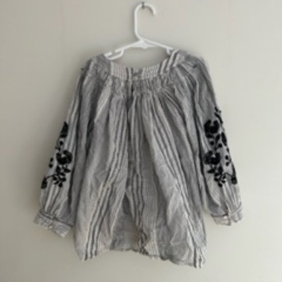 ZARA kids Striped Floral-Sleeve Blouse size 10 - Picture 1 of 3